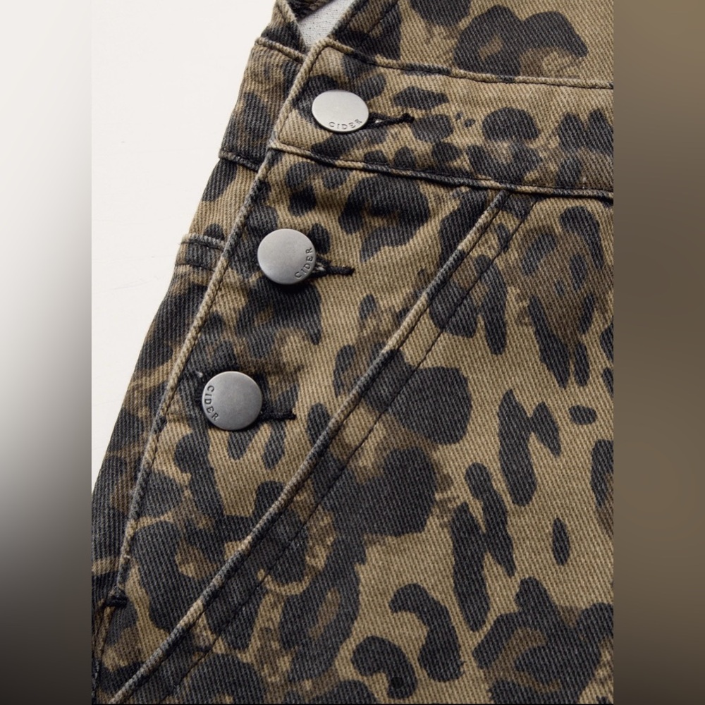 CIDER leopard print denim overalls - Picture 5 of 9